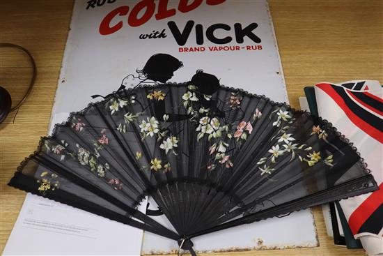 A collection of three various fans and three parasols (6)